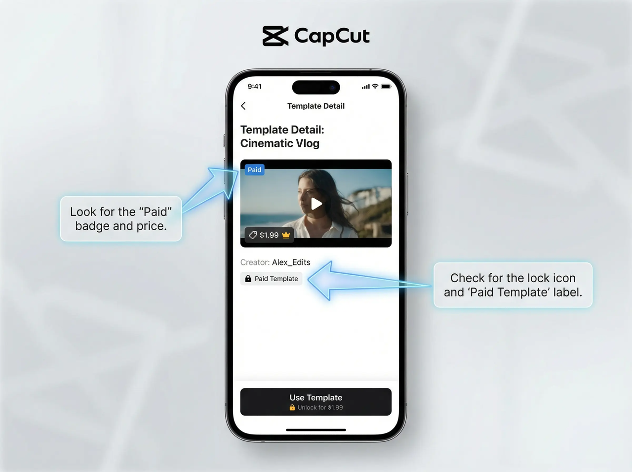 Templat berbayar pada CapCut
