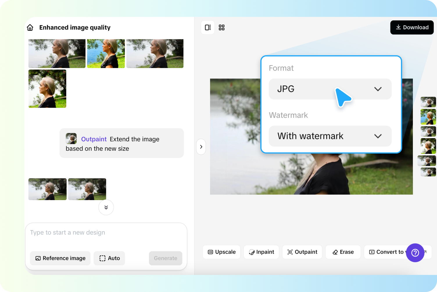 Exporting image from Pippit