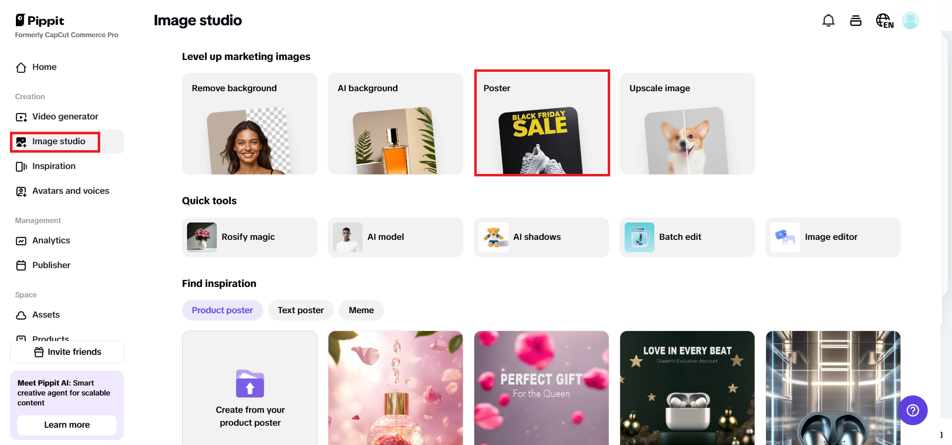 Select ‘Sales poster’ from image studio