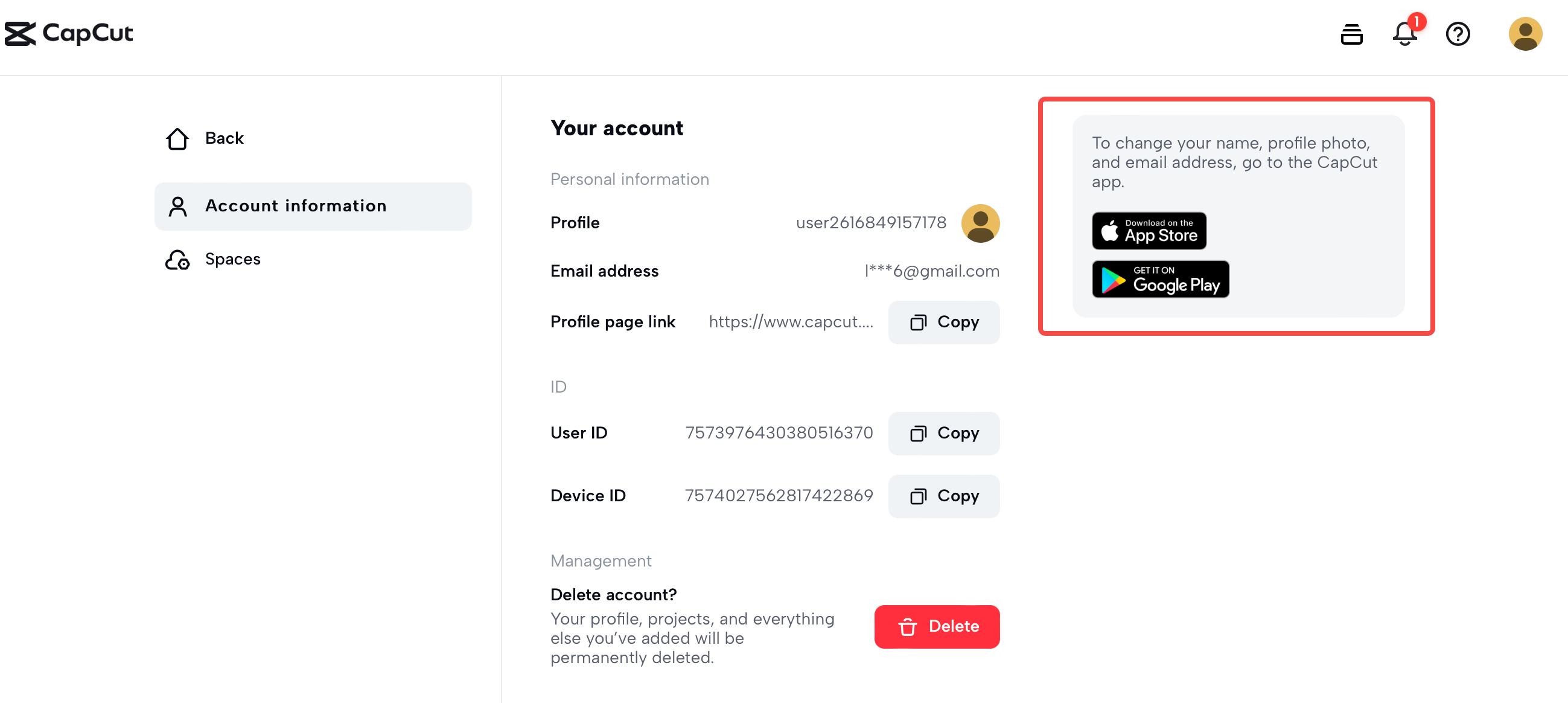 The official website's prompt regarding changing profile pictures