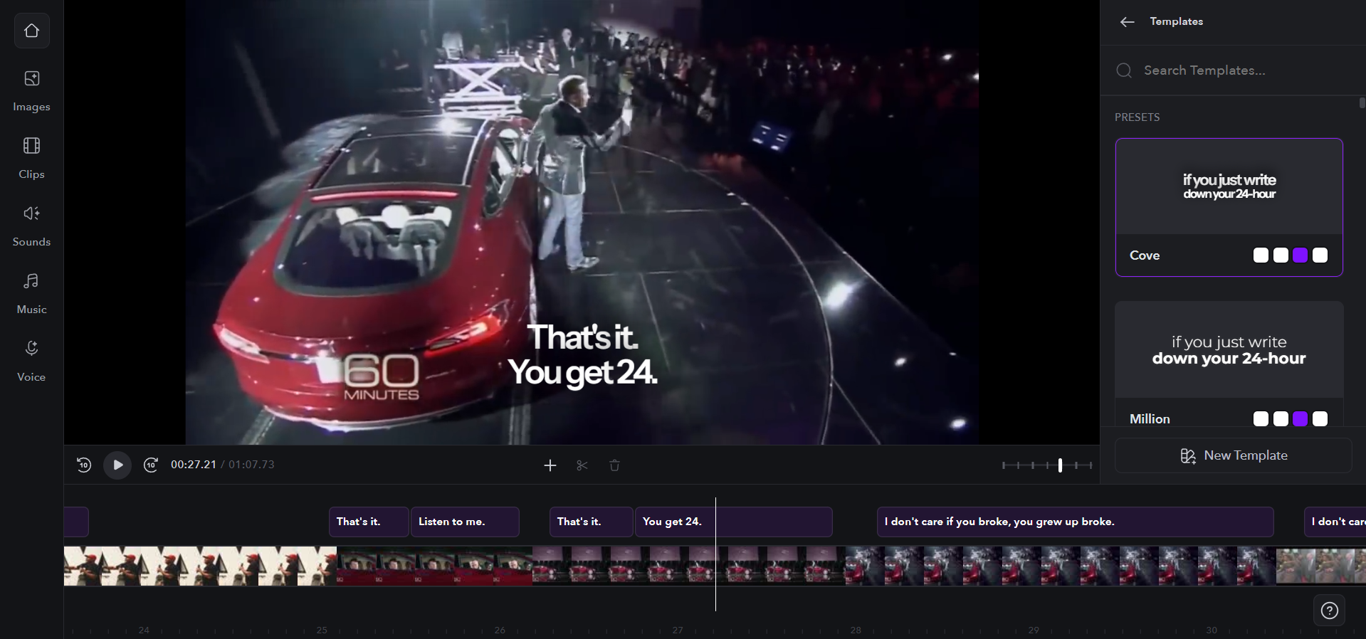 Captions AI interface