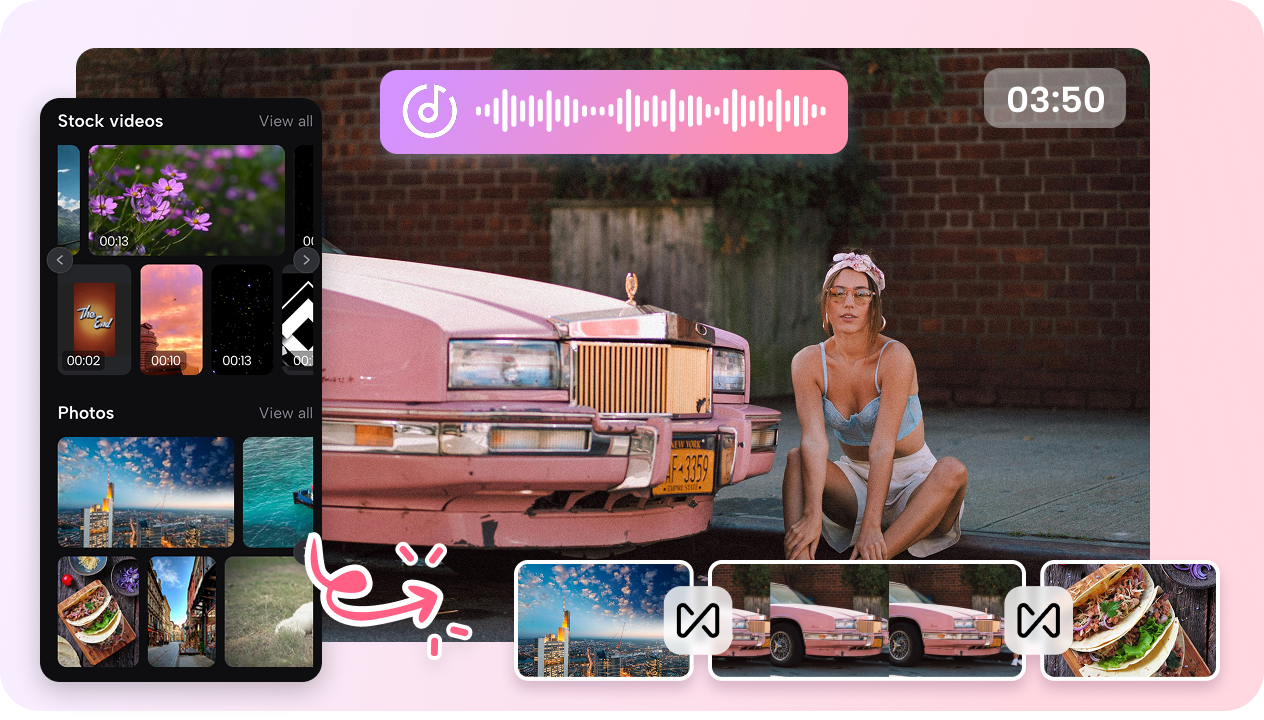 Explore a vast media library for creative videos