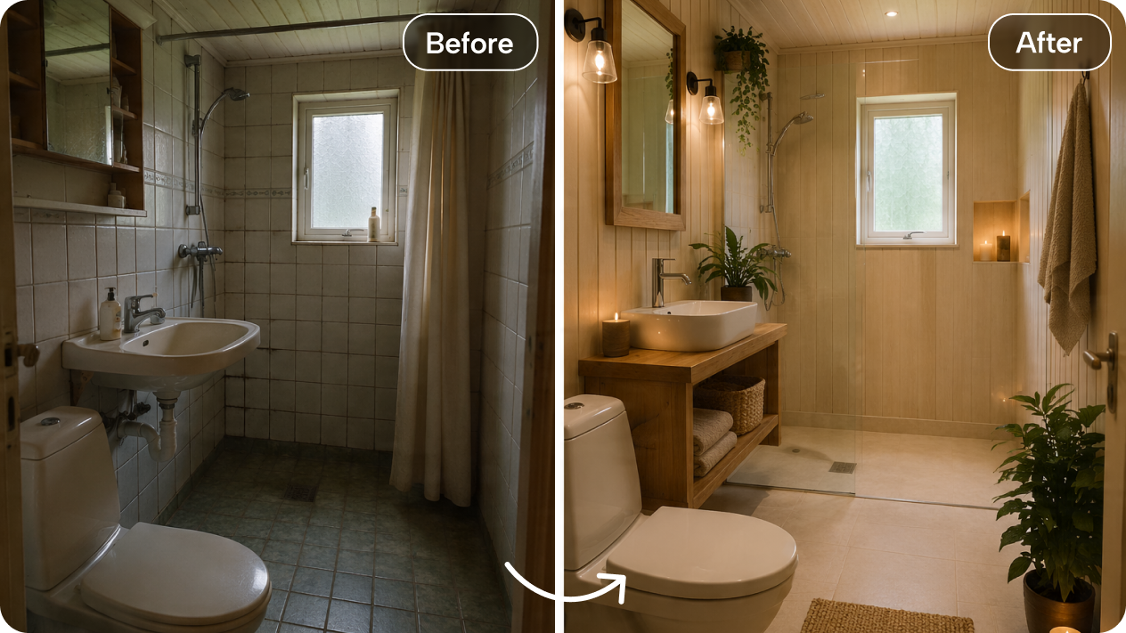 Verwandeln Sie ein Foto Ihres Badezimmers in ein neues Design