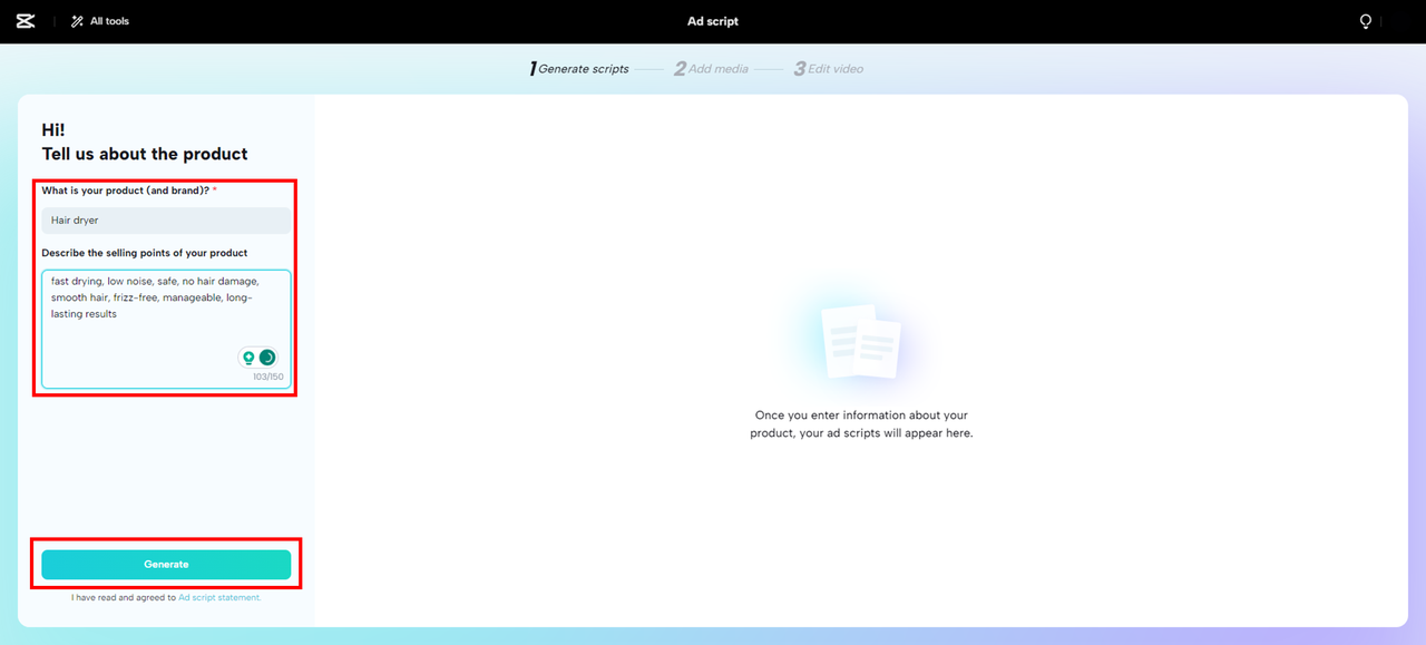 Generate script