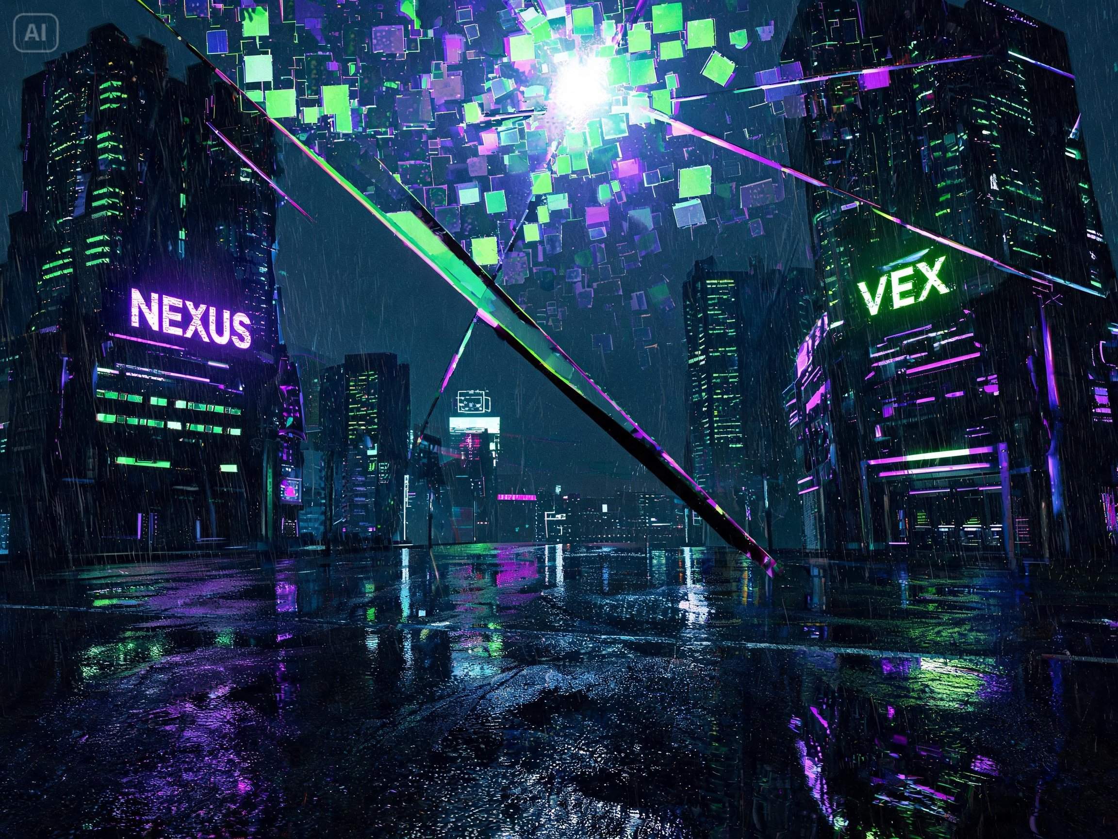Prompt pentru o scenă de degradare a datelor cyberpunk