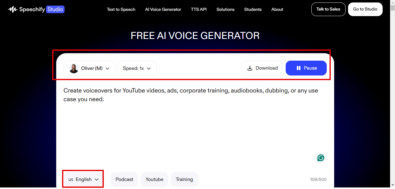 Speechify robot voicemail generator