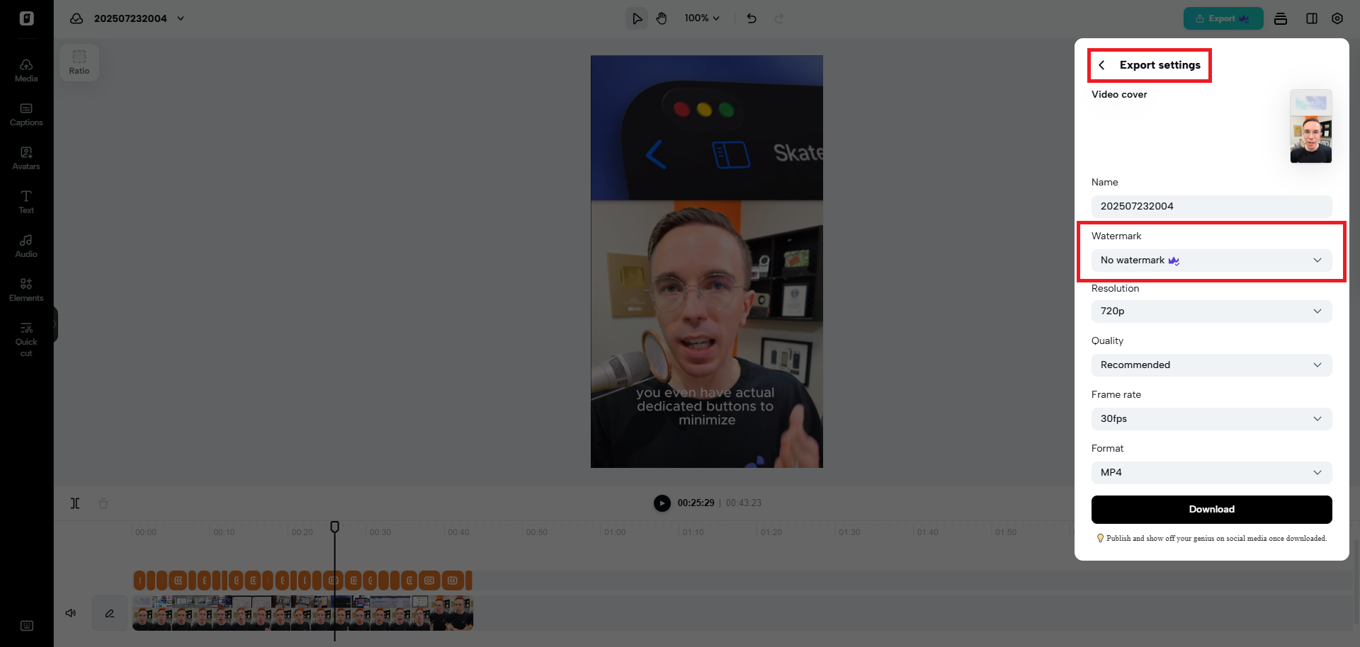 No watermark, no export restrictions