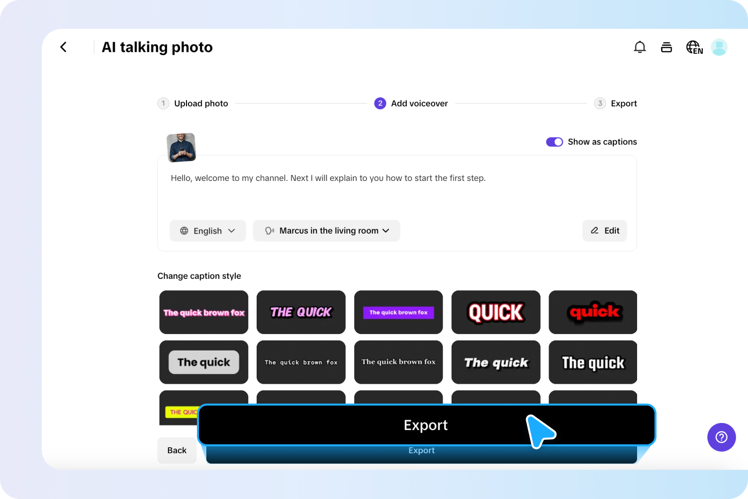 Загрузите вашу фотографию и введите текст.