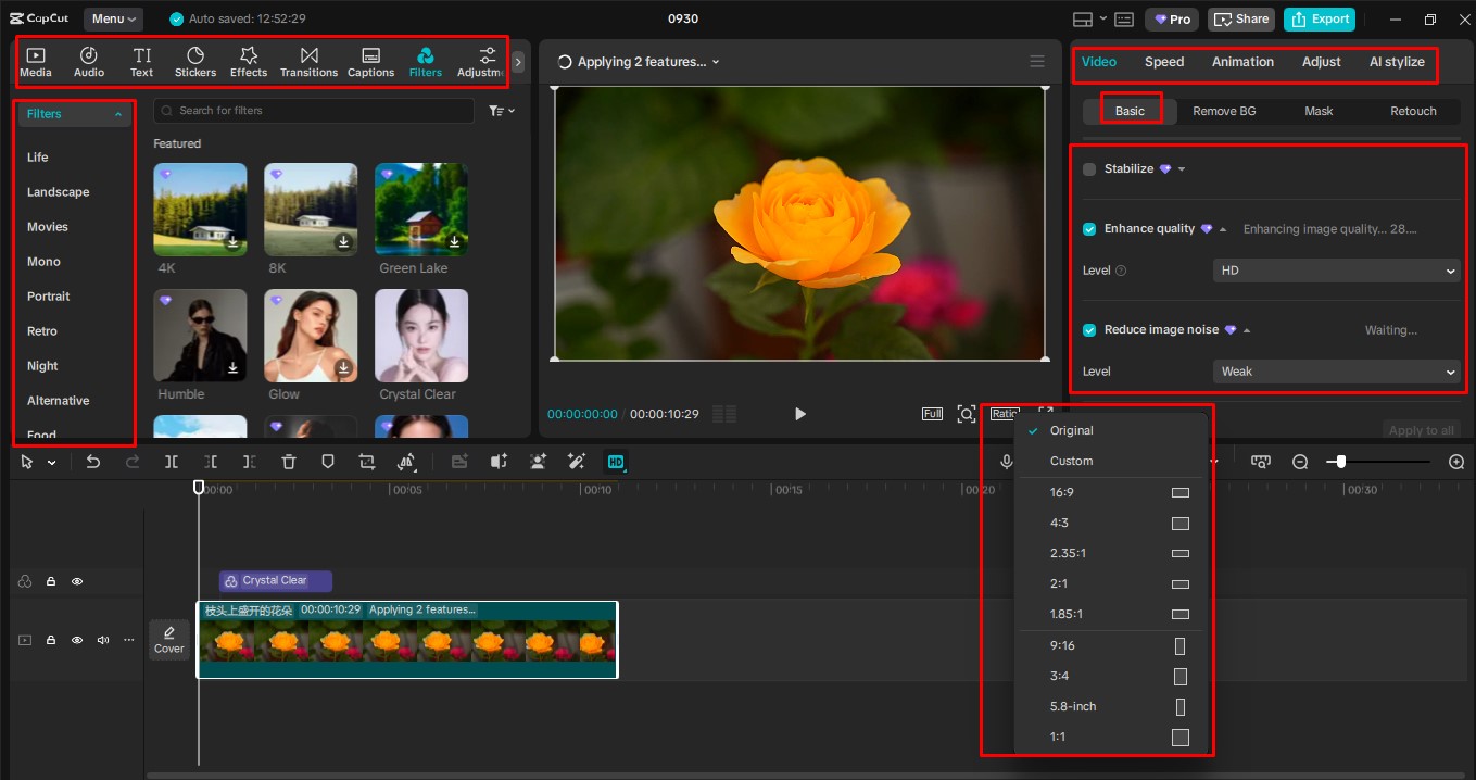 Upscale your video in CapCut