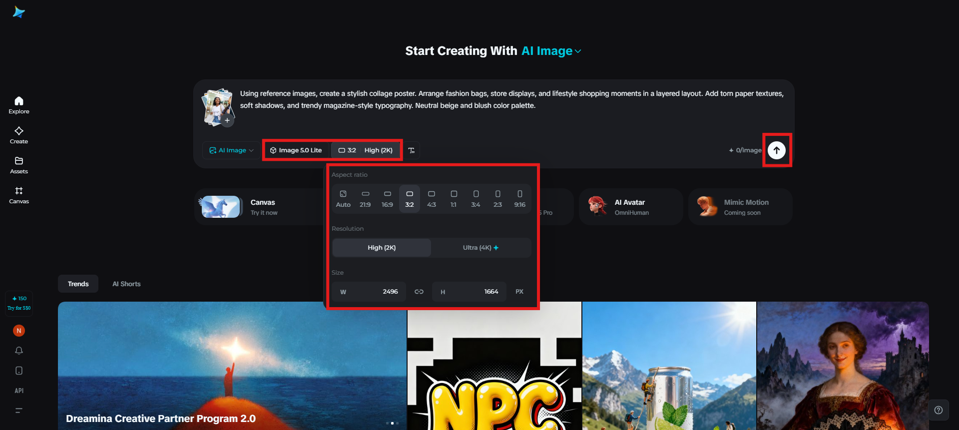 Select the image model and generate a collage