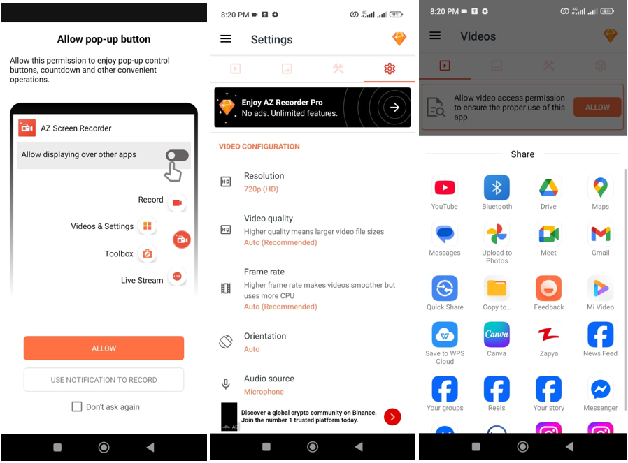 AZ 레코더 - 화면 레코더 풀 HD