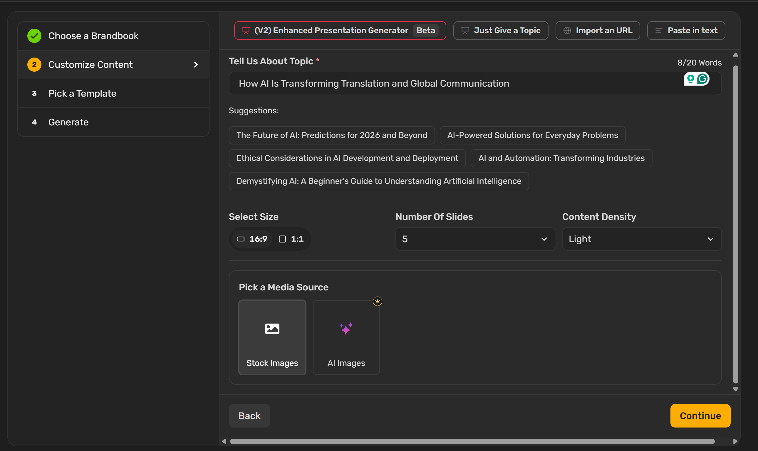 Sunumunuzu Simplified AI sunum oluşturucusunda özelleştirin