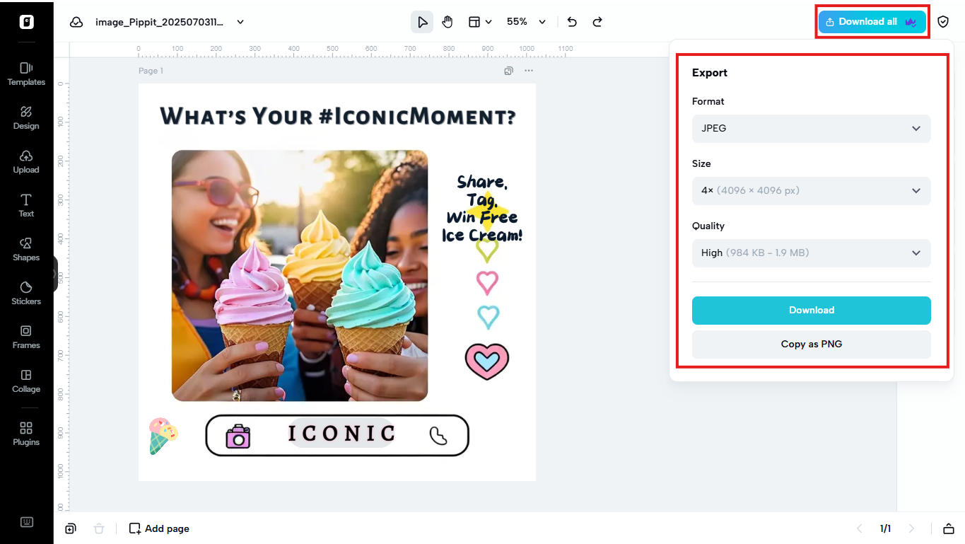 Export in high quality