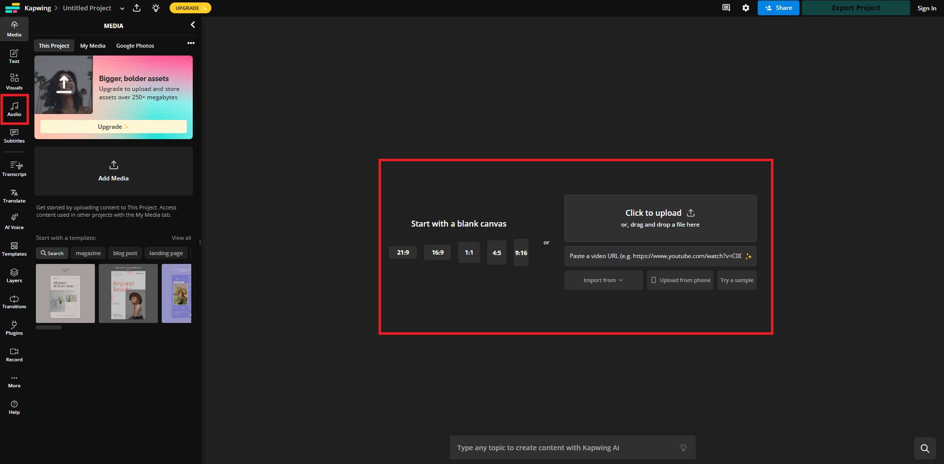 Upload image & add audio