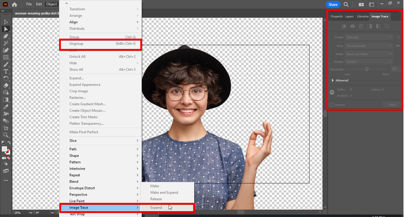 Using image trace to remove background