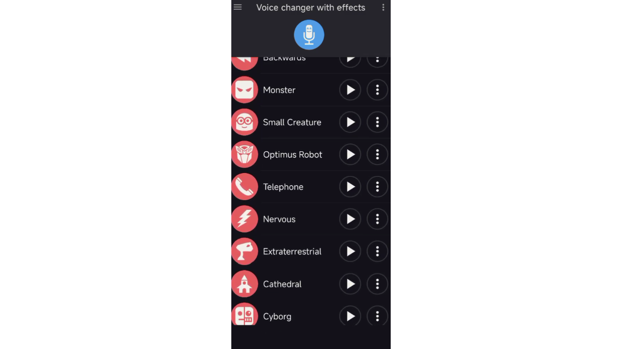 Voice changer with effects