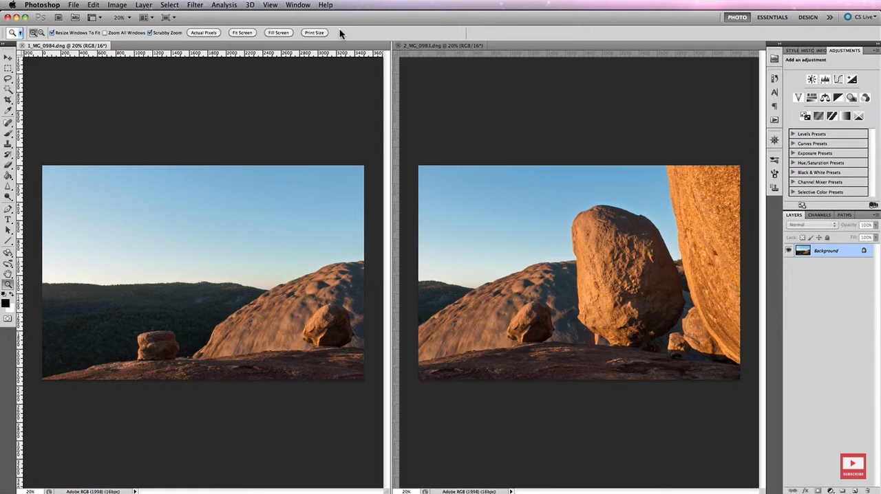 Interface of Photoshop - well-known software for stitching images together