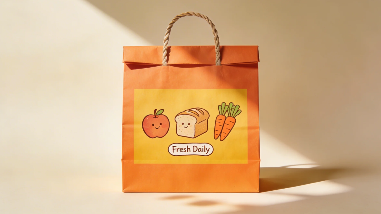 Obraz makiety torby papierowej na żywność