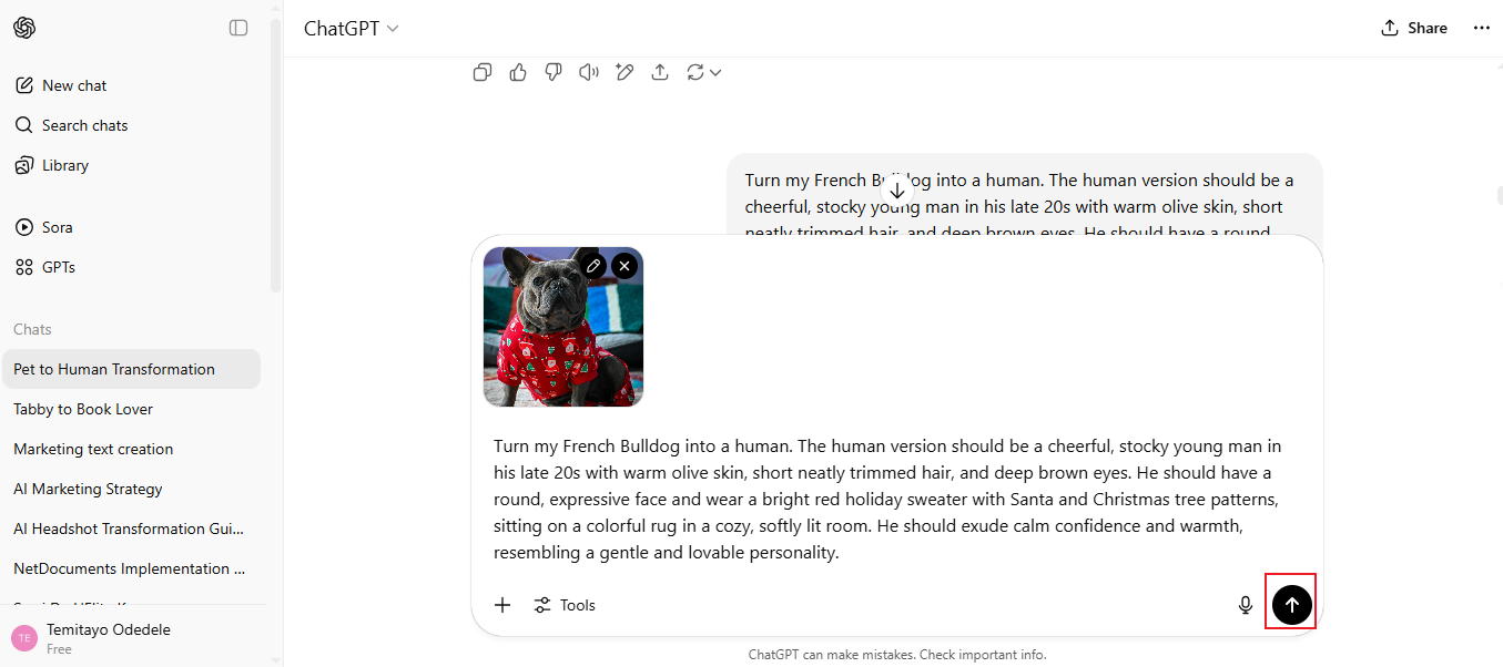 chatgpt turn pet into human