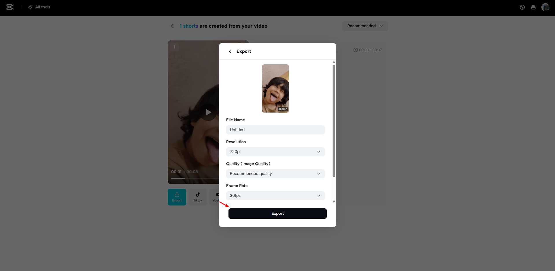 Adding captions to short clips in CapCut Web