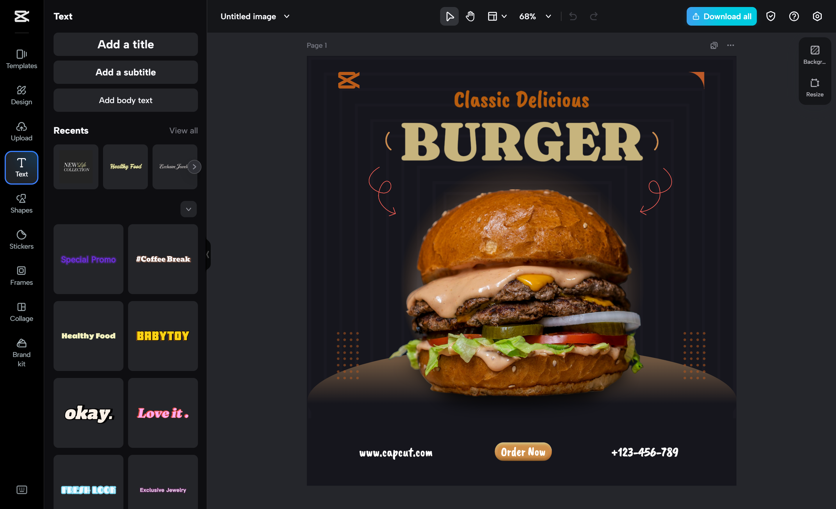 Mengedit antara muka CapCut - editor foto yang paling cekap dan mudah