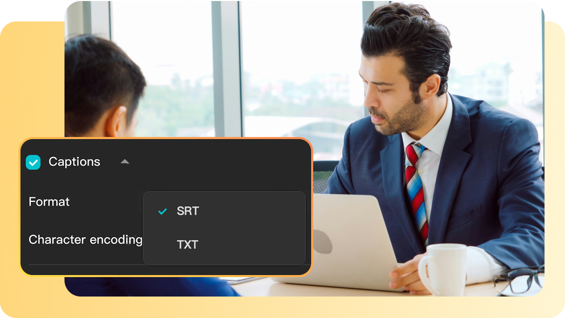 Easy text format export of the translated captions