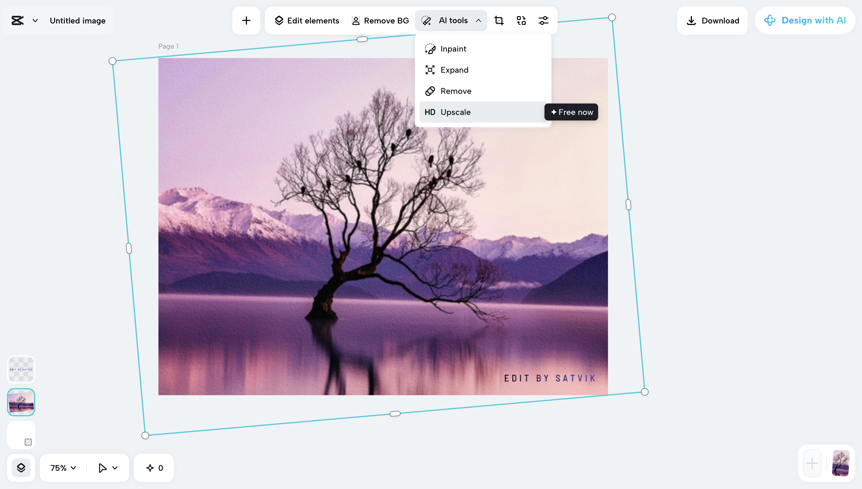 AI nástroj pro zvětšení obrazu