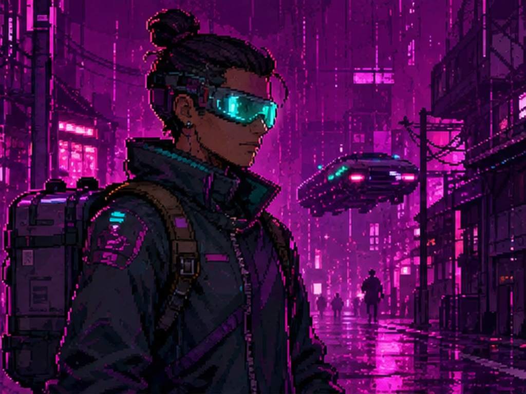 AI Pixel Avatar Prompts esempio 3 - Cyberpunk pixel PFP
