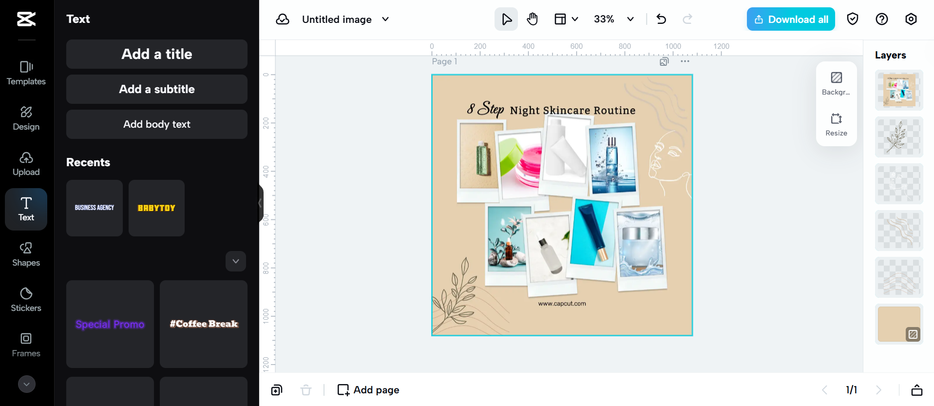 Interface of the CapCut Web - the best online video photo montage maker
