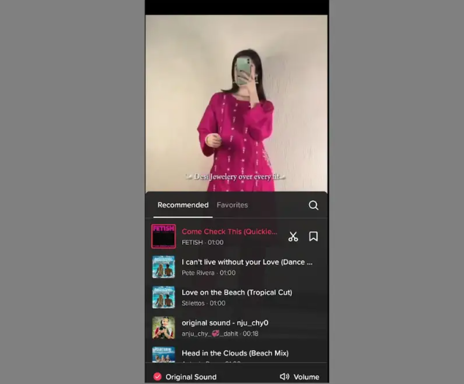 Click on add sound and choose sound for your TikTok short video