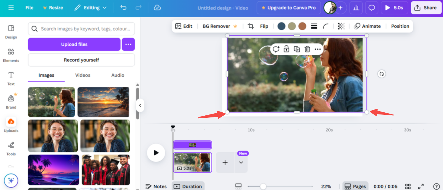 Stretch using the resize handles