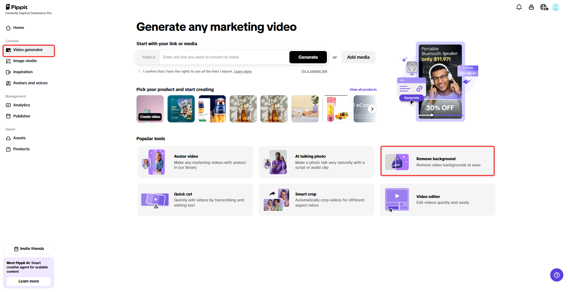 One-click background removal