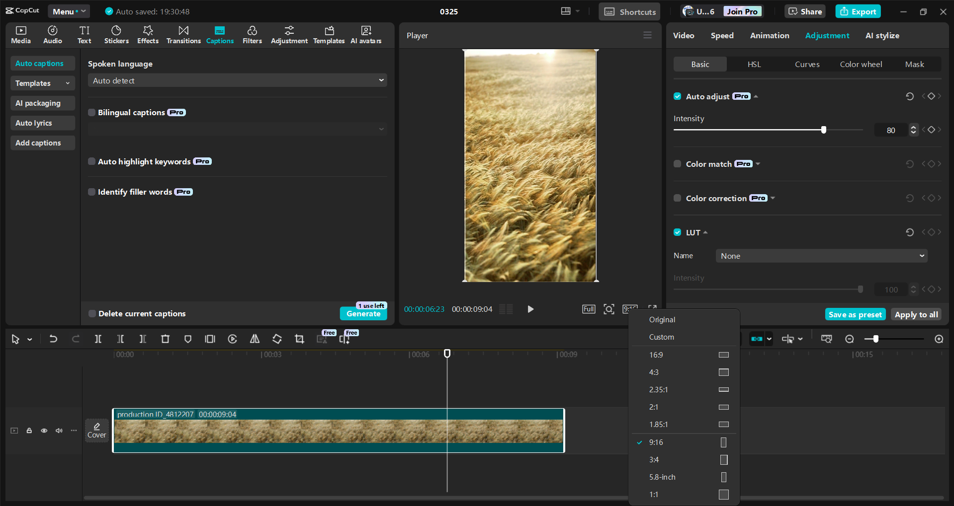 Interface of the CapCut desktop video editor - an easy way to edit and enhance Instagram Reels