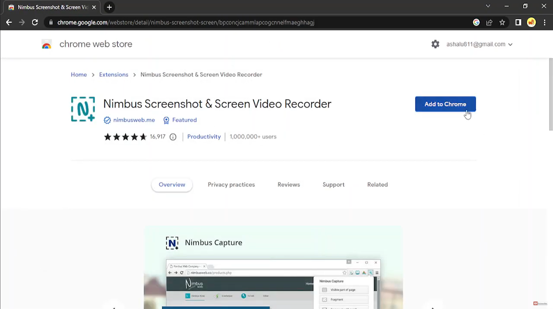 Додавання розширення Nimbus Screen Capture до Chrome