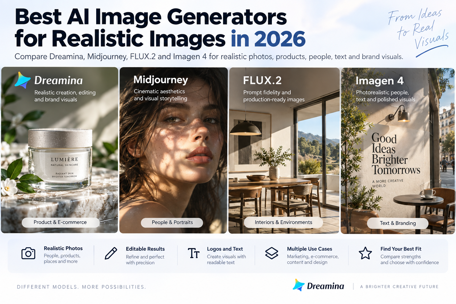 Best AI Image Generators for Realistic Images in 2026: Dreamina vs Imagen 4 vs Midjourney vs ChatGPT Images