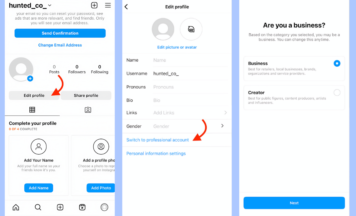 Create an Instagram business account