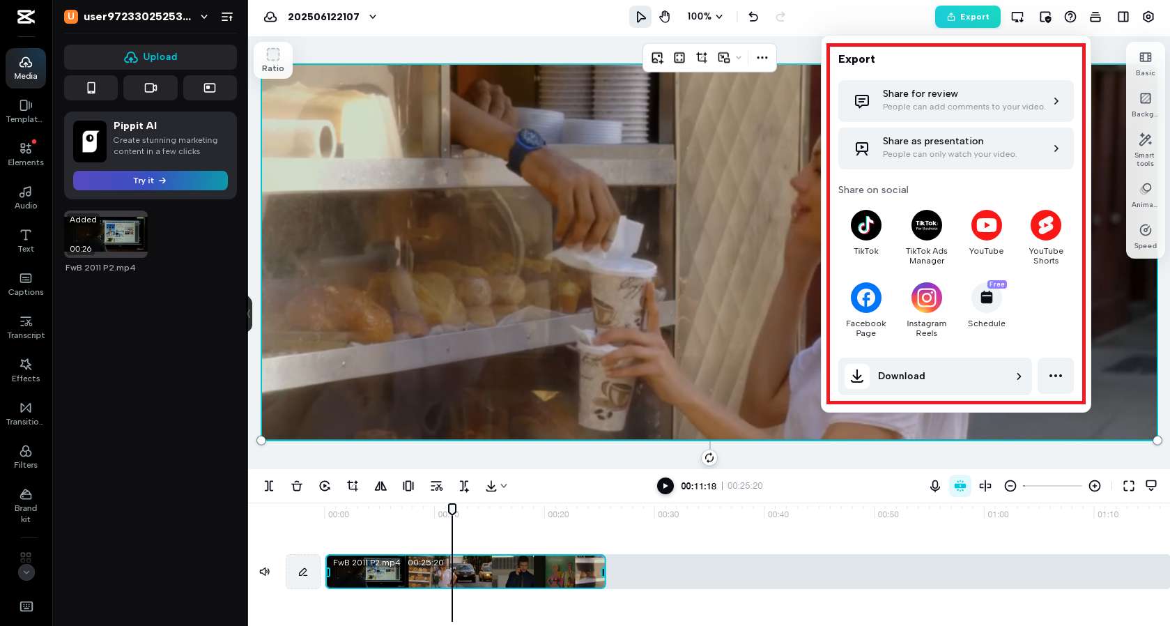 Export your finalized media