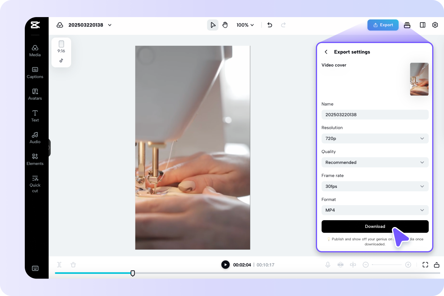 Export and share