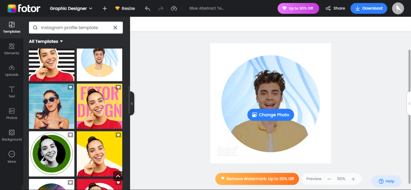 Fotor - a user-friendly online tool for editing an Instagram profile