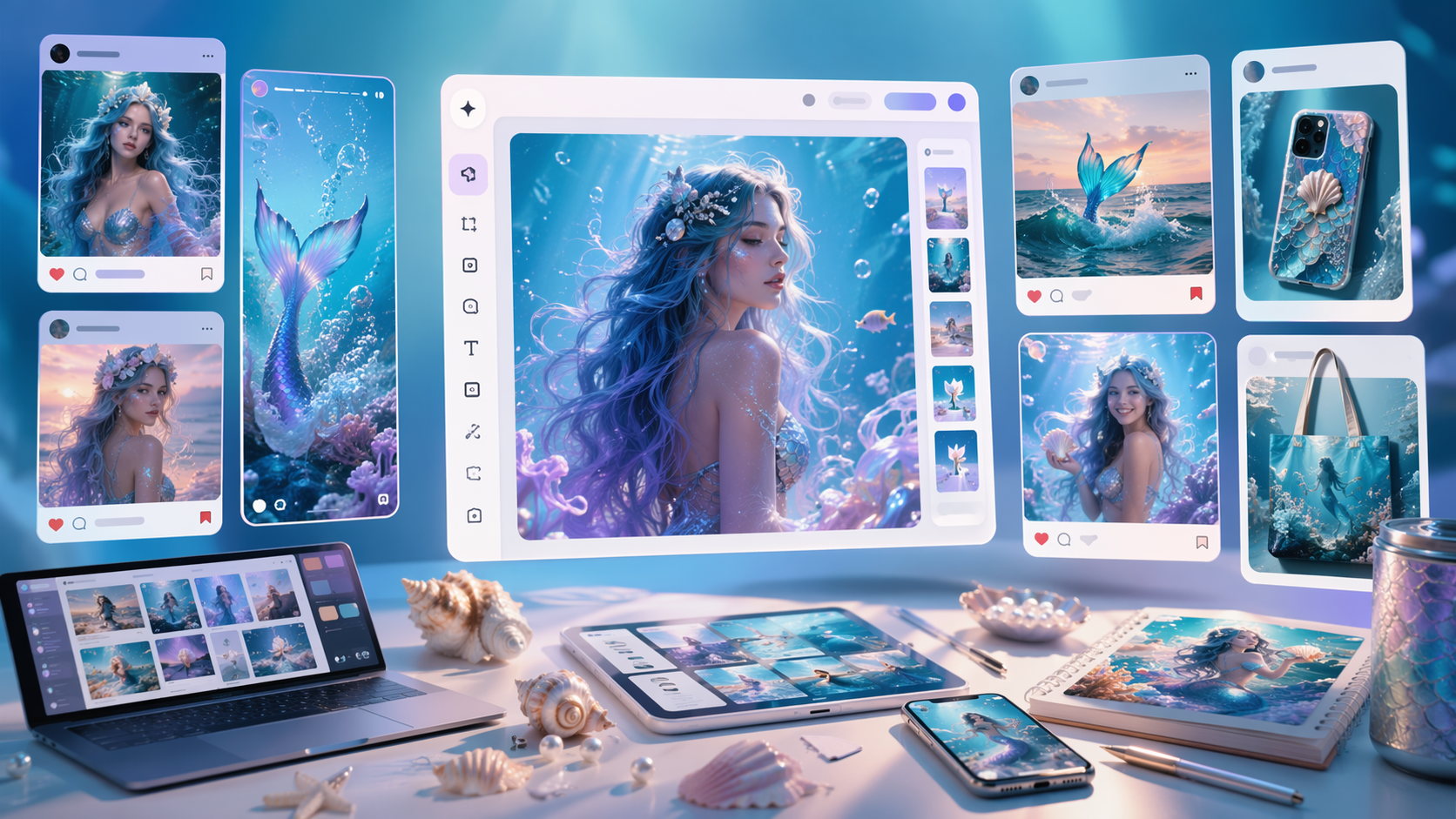 AI Mermaid Photo Trend social campaign asset preview