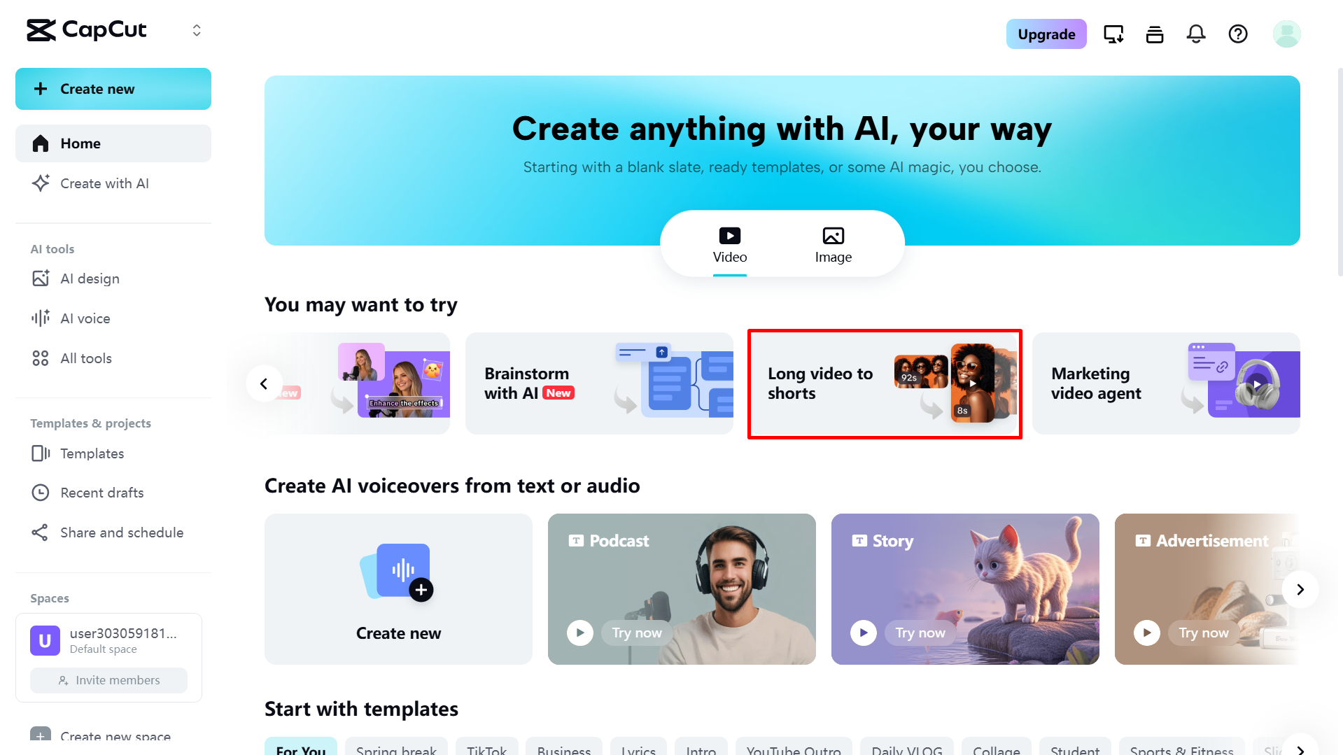 CapCut Web'e erişin
