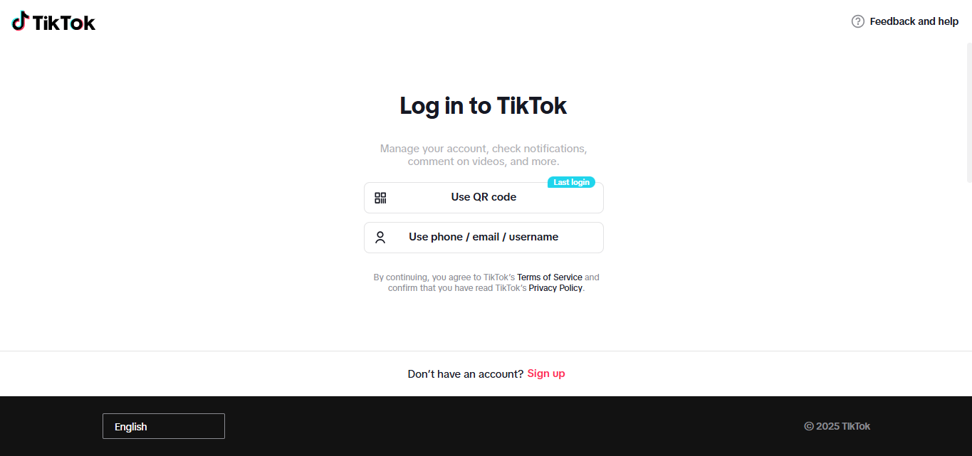 Открытие аналитики TikTok на рабочем столе