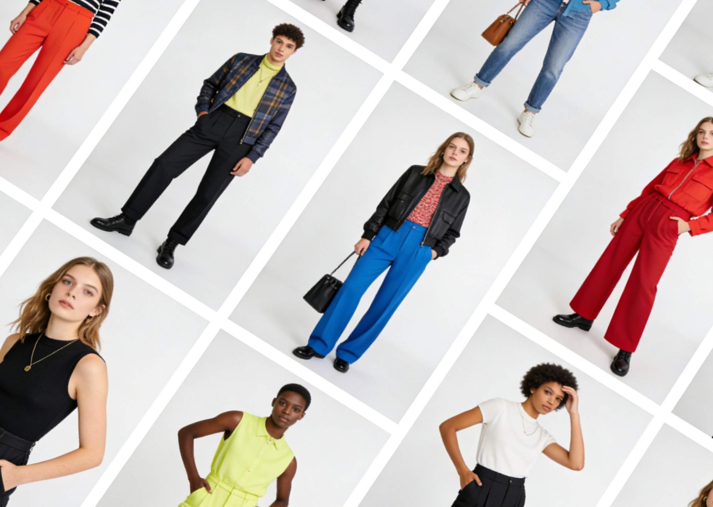 Arrange these outfit photos into a stylish photo grid