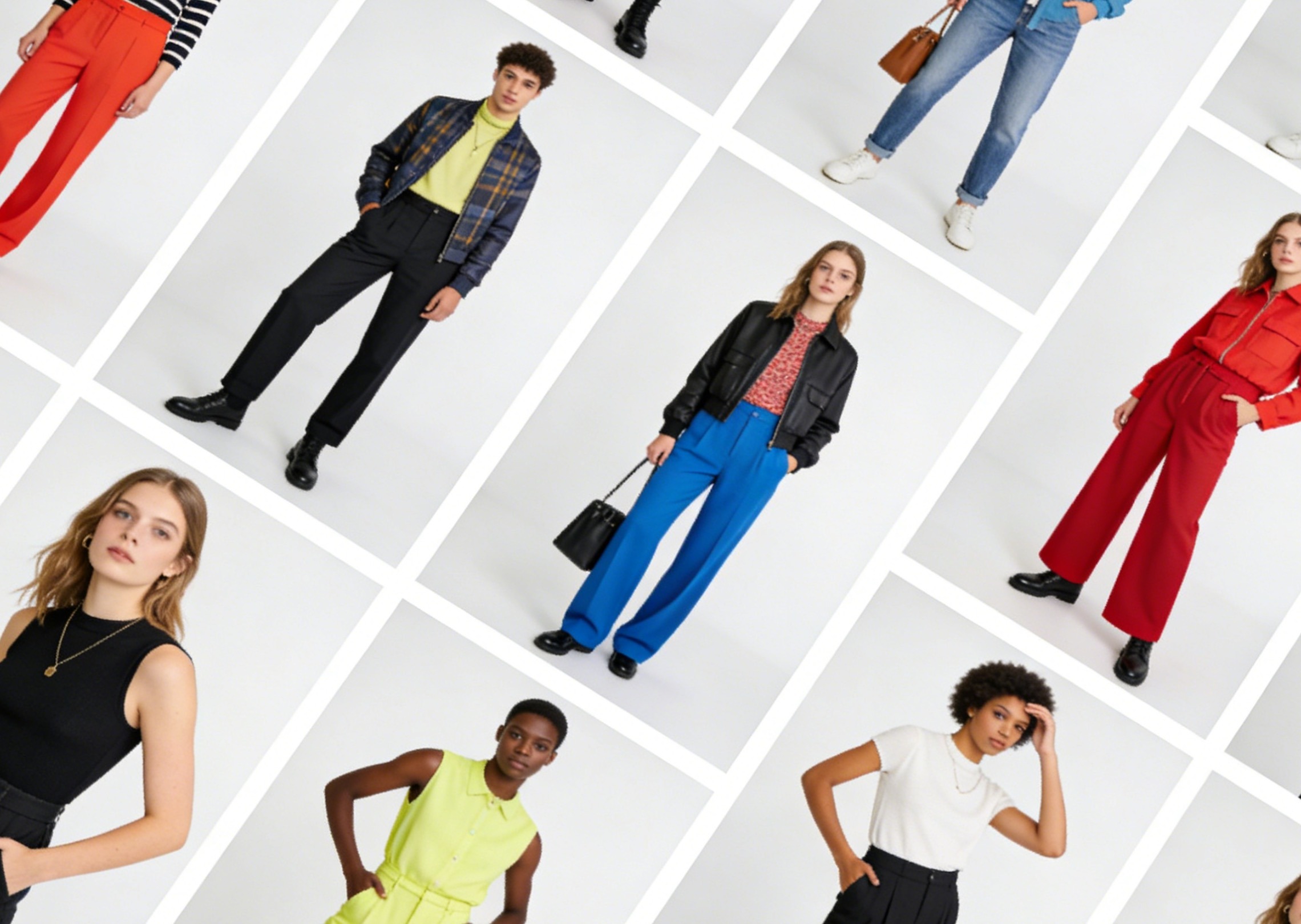 Arrange these outfit photos into a stylish photo grid