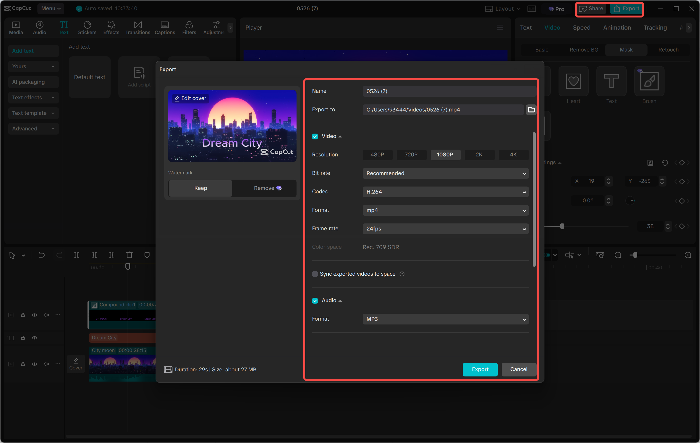 Export and share a gradient text