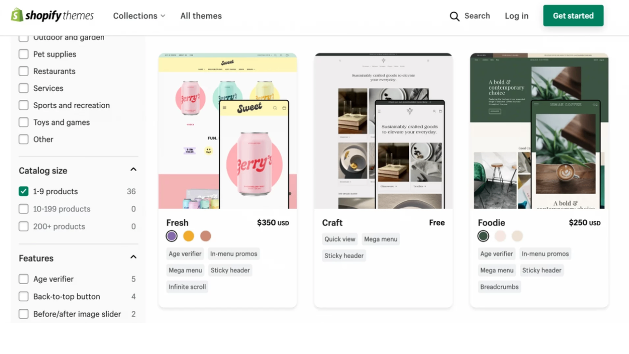 Shopify interface