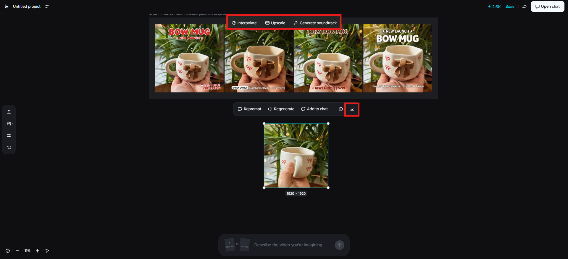 Edit and download the generated video
