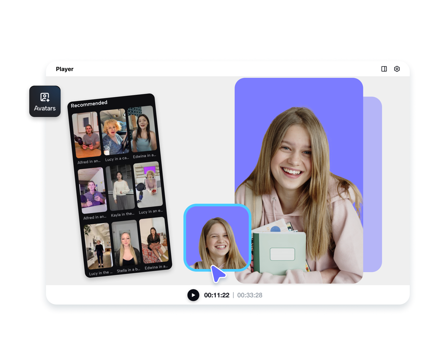 Pippit AI Avatar with an expressive face, suitable for storytelling, against a subtle background