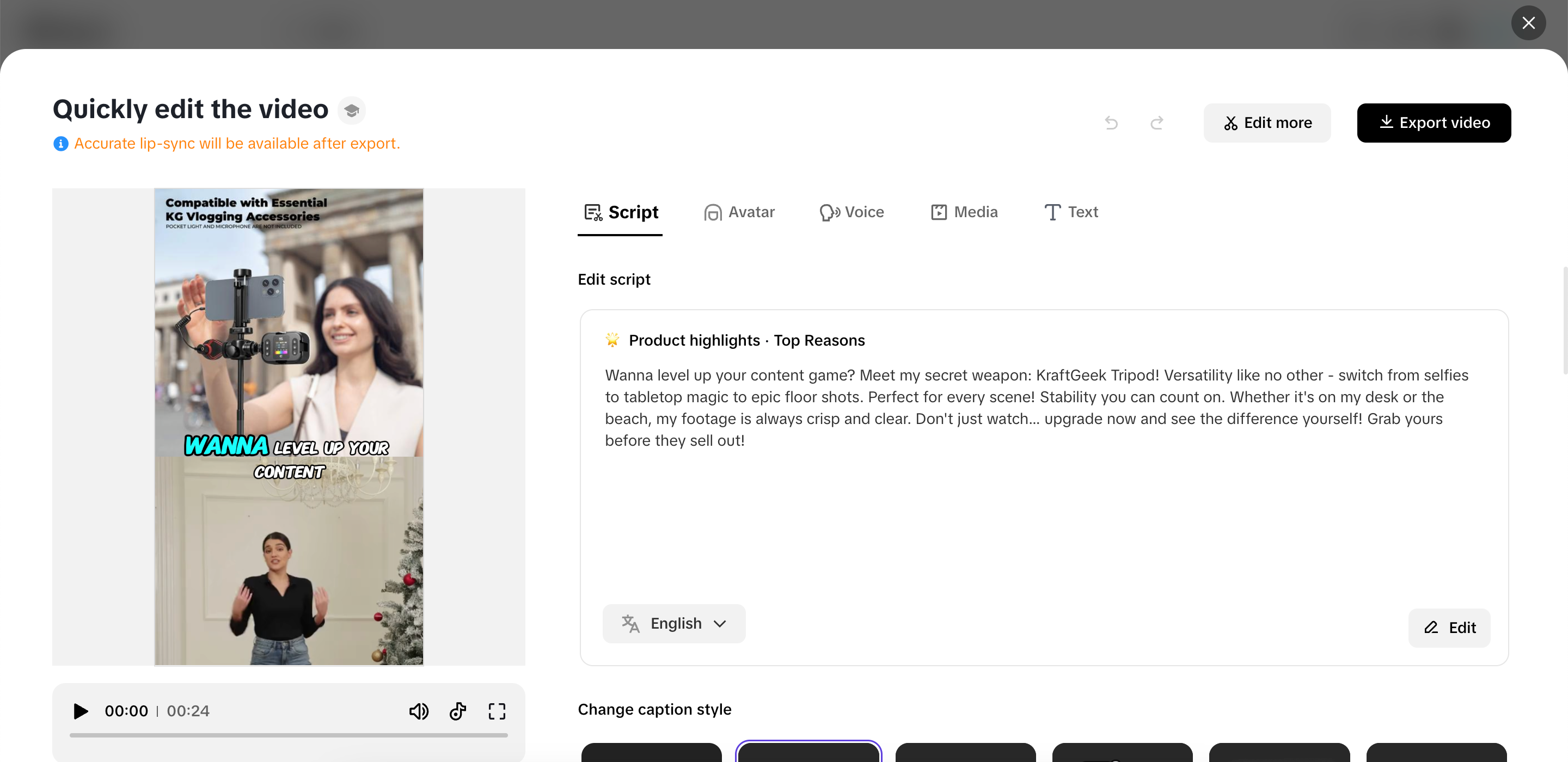 Gawin ang anumang mabilisang pagbabago sa iyong video.