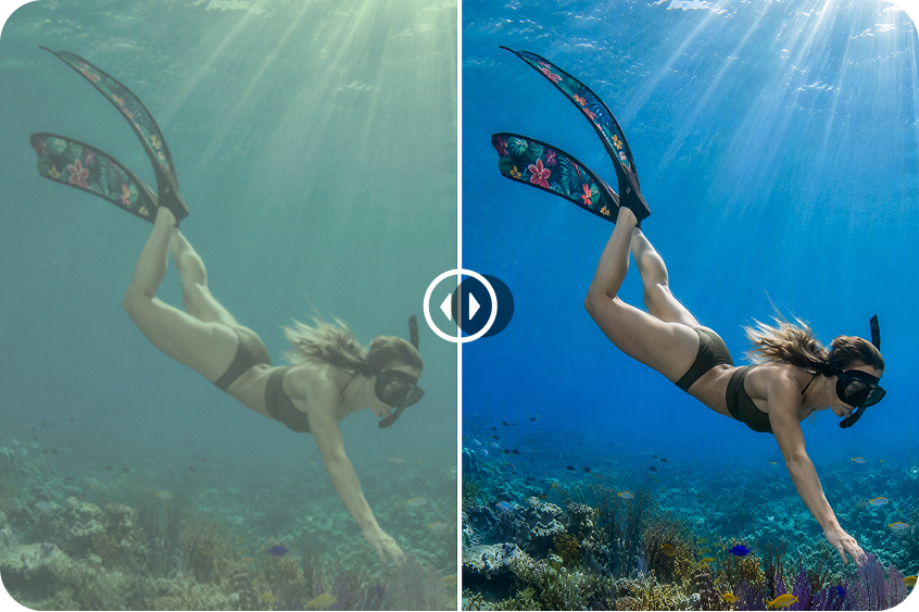 Underwater diving video enhancement online